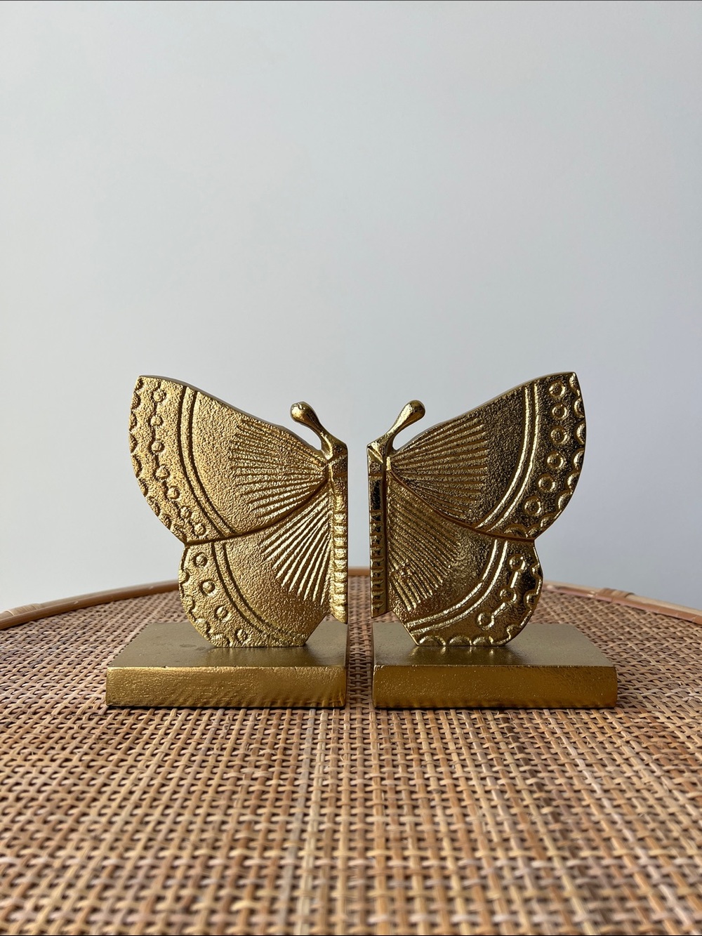 Two’s Company Gold Tone Metal Butterfly Bookends